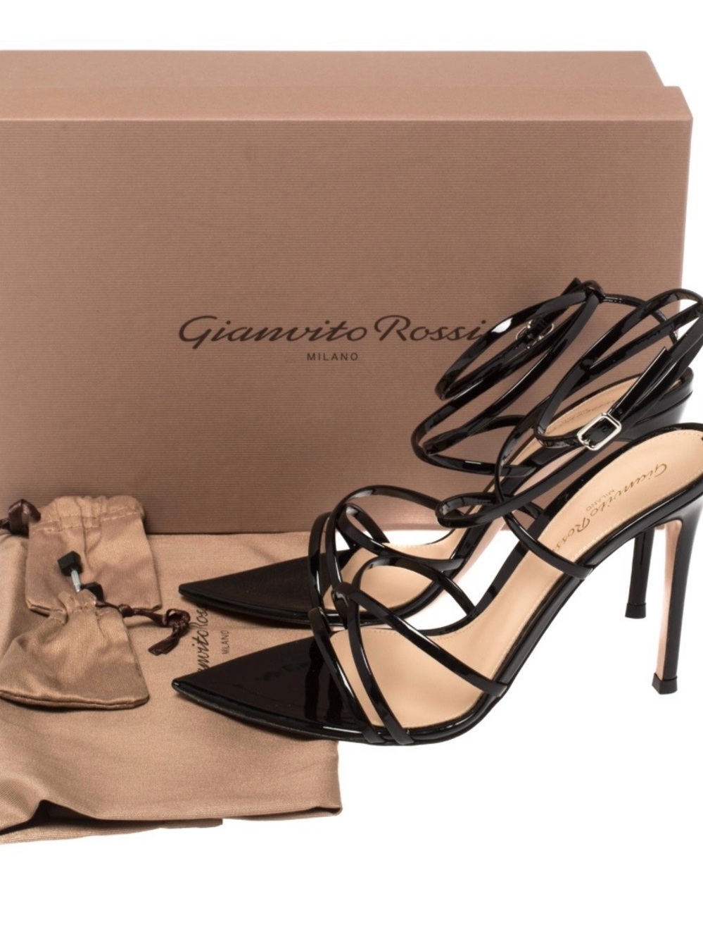 Gianvito Rossi KIM vernice black size 40 . dust bag and box